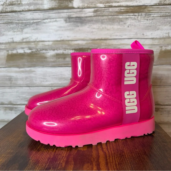 UGG Women's Classic Clear Mini Boot Hibiscus Pink size 6 - Picture 1 of 12